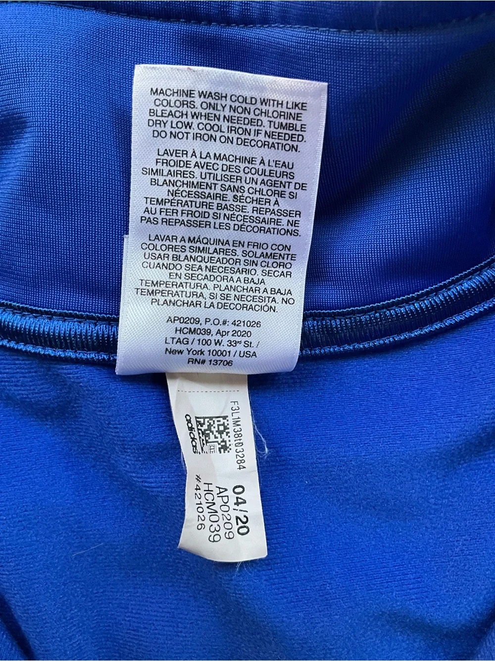Adidas Royal Blue 3-Stripe Full Zip Track Jacket Youth L 14/16